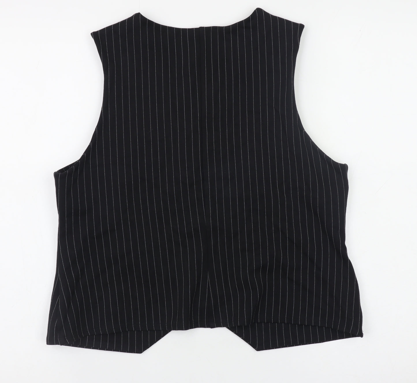Dennis Day Collection Women's Black Pinstripe Sleeveless V-Neck Blouse Size 12