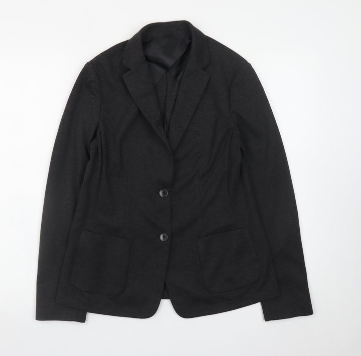 Uniqlo Women's Black L Blazer Jacket Polyester Blend Lined