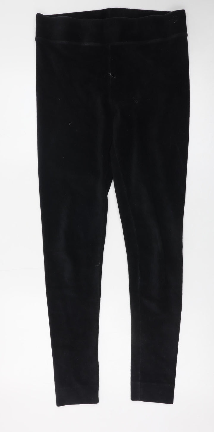 Marks and Spencer Women's Black Velvet Leggings Size 14 Long