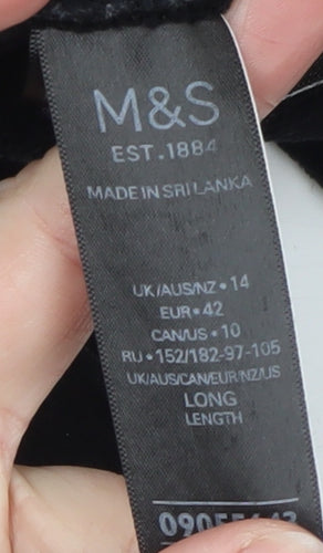 Marks and Spencer Women's Black Velvet Leggings Size 14 Long