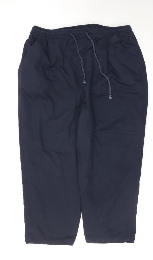 Amber Women’s Blue Cropped Trousers Size 20 Elastic Waist Comfort Fit