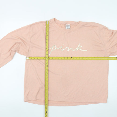 Victoria's Secret PINK Women's Pink Long Sleeve Relaxed Jersey Top L