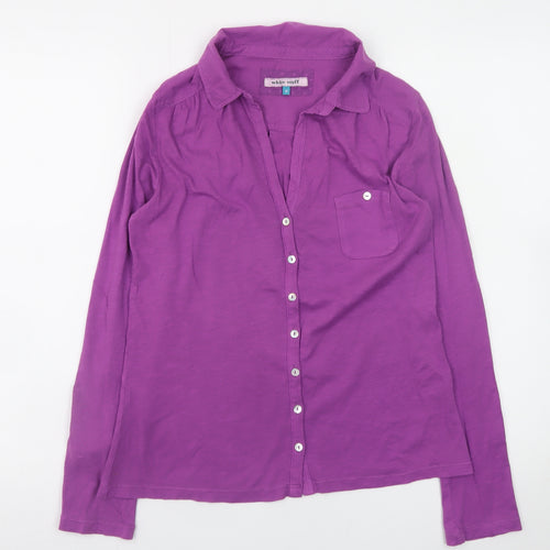 White Stuff Women Purple Size 8 Cotton Button-Up Shirt