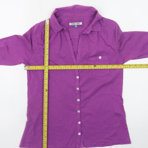 White Stuff Women Purple Size 8 Cotton Button-Up Shirt