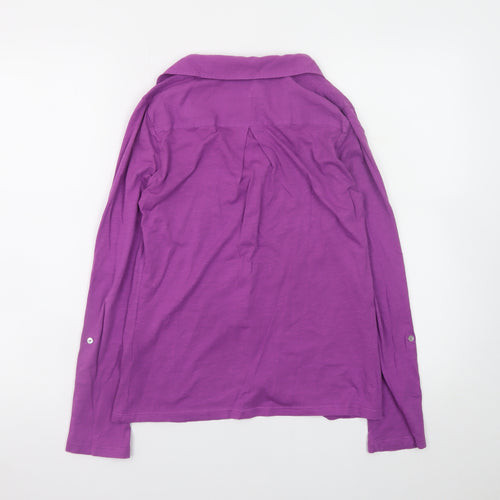 White Stuff Women Purple Size 8 Cotton Button-Up Shirt