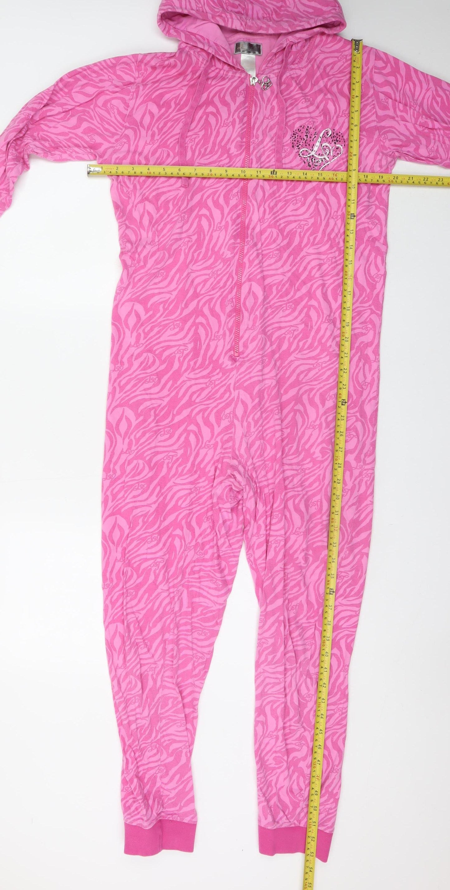 Avon Womens Pink Animal Print Hooded Cotton Onesie UK 12-14