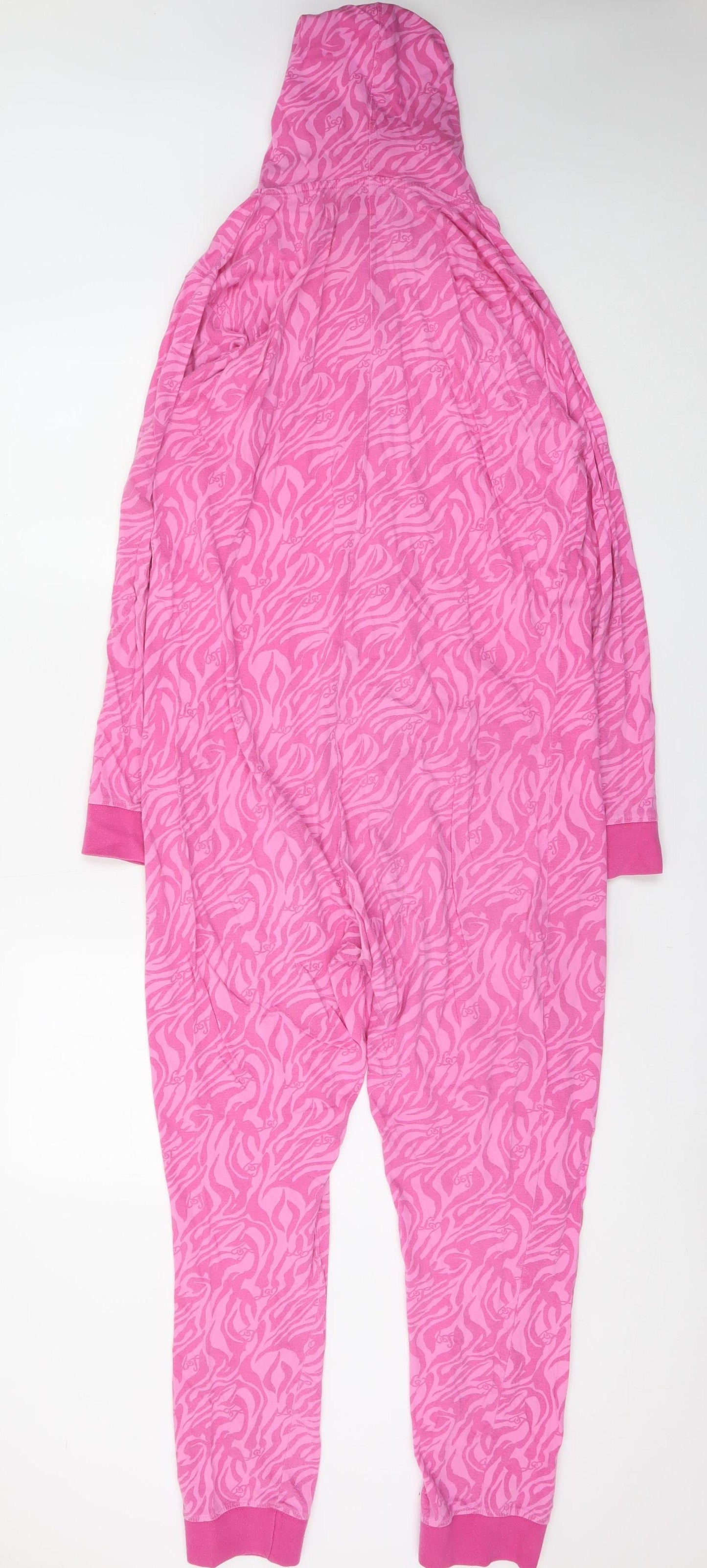 Avon Womens Pink Animal Print Hooded Cotton Onesie UK 12-14