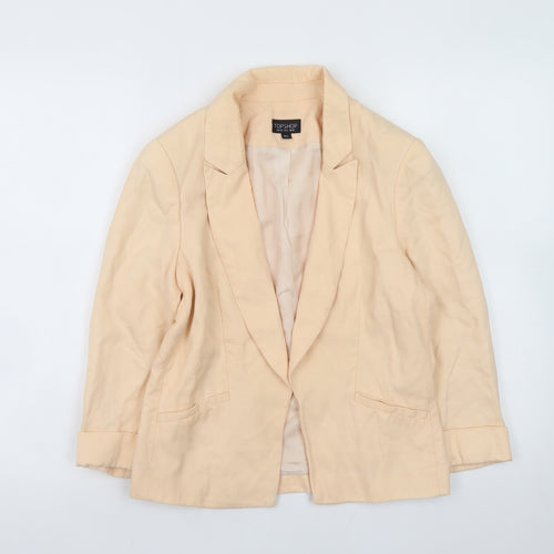 Topshop Women's Beige Lyocell Blazer UK 10 Regular Fit Workwear