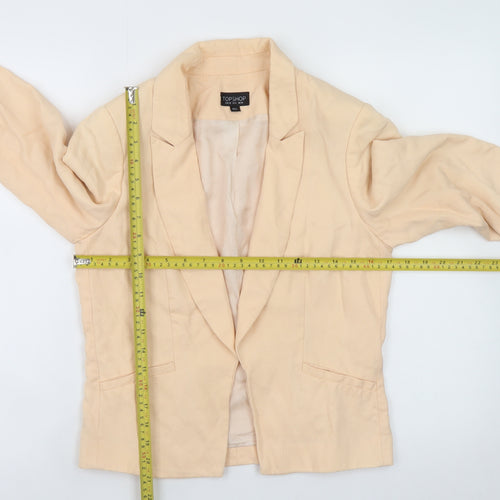 Topshop Women's Beige Lyocell Blazer UK 10 Regular Fit Workwear