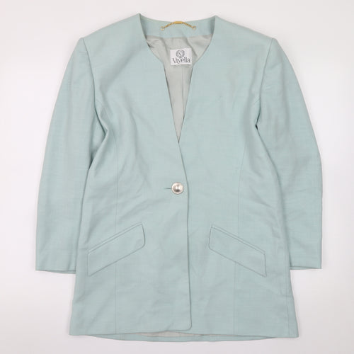 Viyella Women Green Size 12 Classic Long Sleeve Blazer Jacket