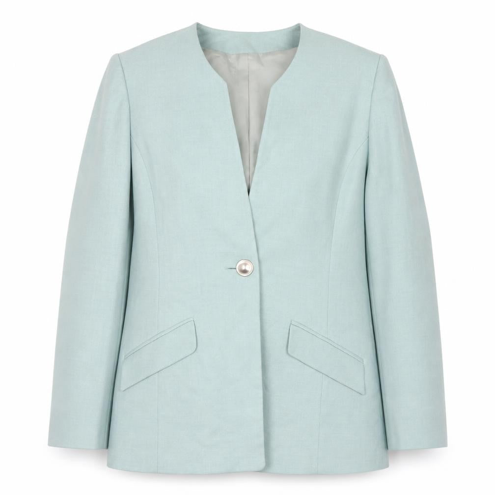 Front view of Viyella Women Green, size 12, Classic Long Sleeve Blazer Jacket