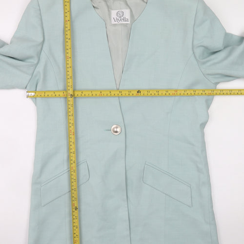 Viyella Women Green Size 12 Classic Long Sleeve Blazer Jacket