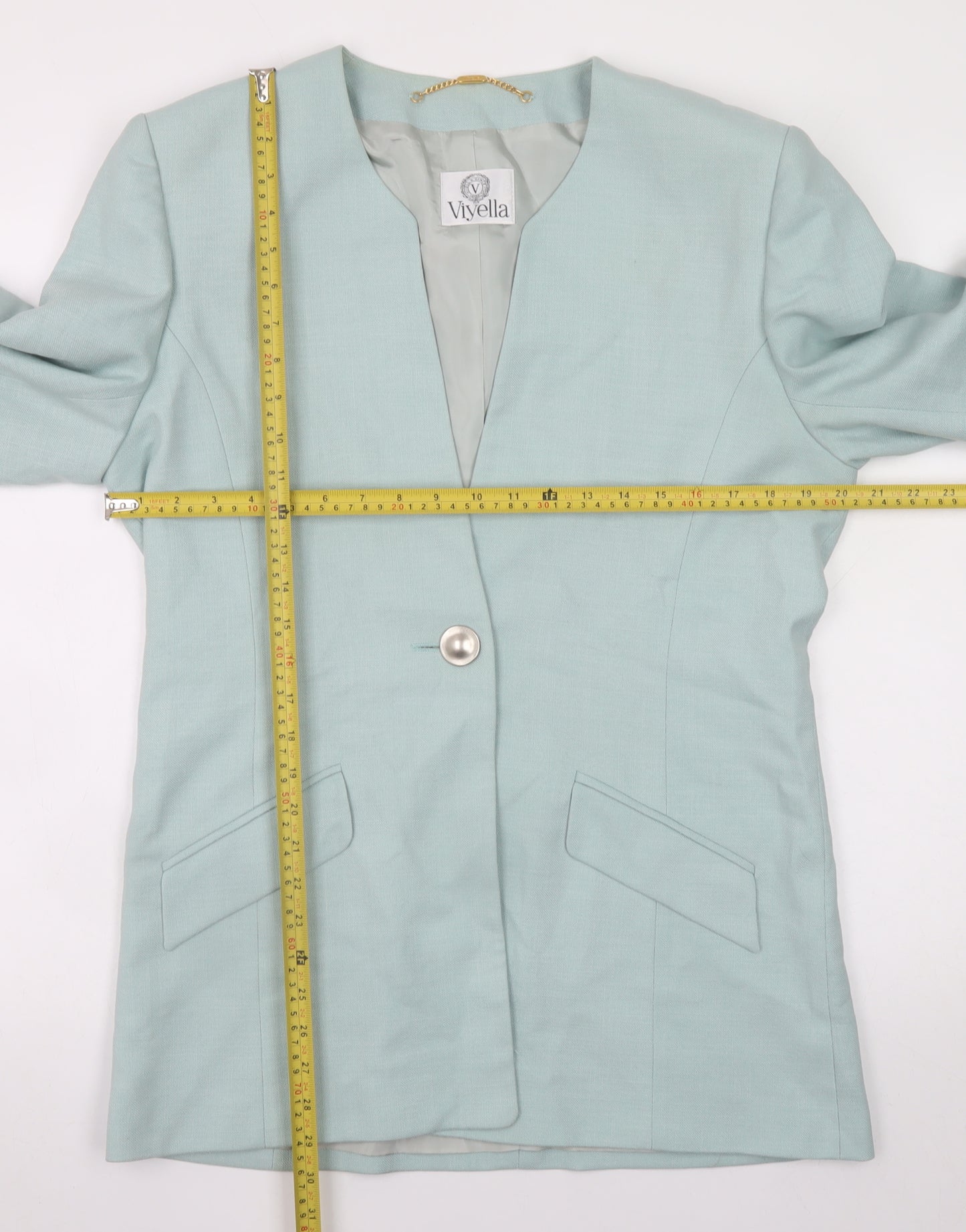 Viyella Women Green Size 12 Classic Long Sleeve Blazer Jacket