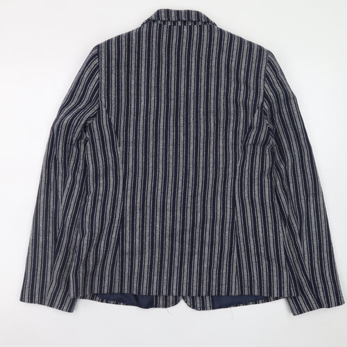 Tu Women Blue Striped Blazer Size 12 Single-Breasted Work Jacket
