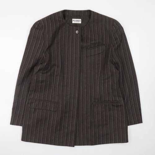 Planet Women’s Brown Wool Pinstripe Blazer Jacket Size 16