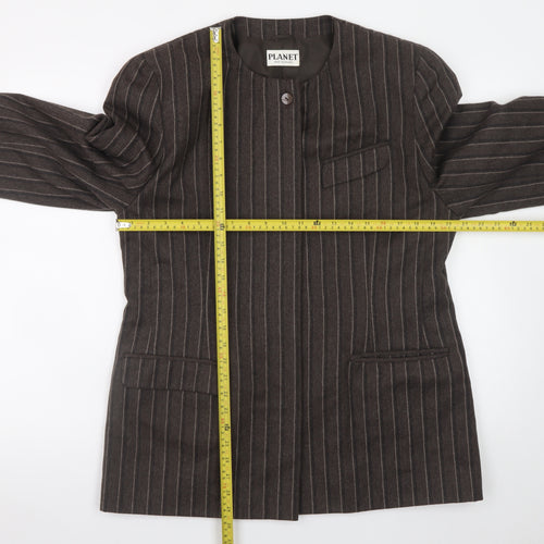 Planet Women’s Brown Wool Pinstripe Blazer Jacket Size 16