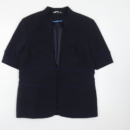 Klass Collection Women's Blue Size 14 Short Sleeve Blazer
