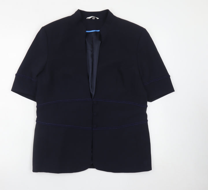 Klass Collection Women's Blue Size 14 Short Sleeve Blazer