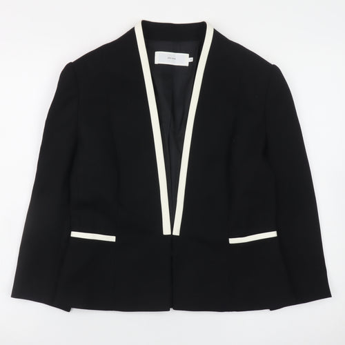 John Lewis Women Black Blazer Size 10 Formal Contrast Trim Jacket