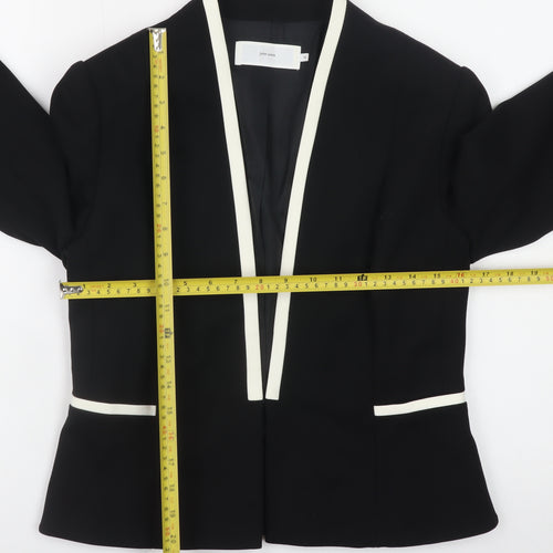 John Lewis Women Black Blazer Size 10 Formal Contrast Trim Jacket