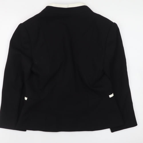 John Lewis Women Black Blazer Size 10 Formal Contrast Trim Jacket
