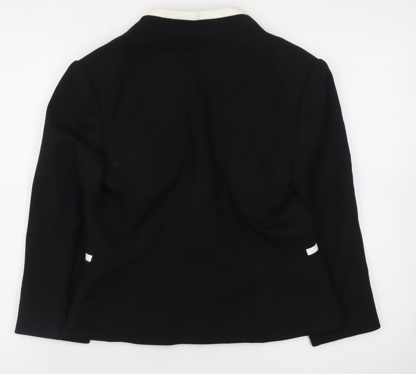John Lewis Women Black Blazer Size 10 Formal Contrast Trim Jacket