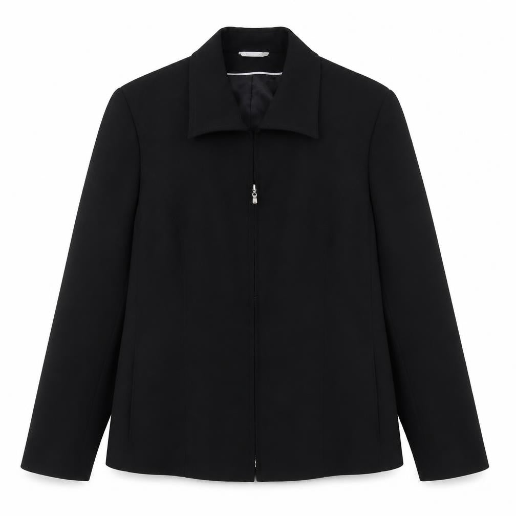 Front view of Berkertex women’s black, size UK 12, polyester zip jacket