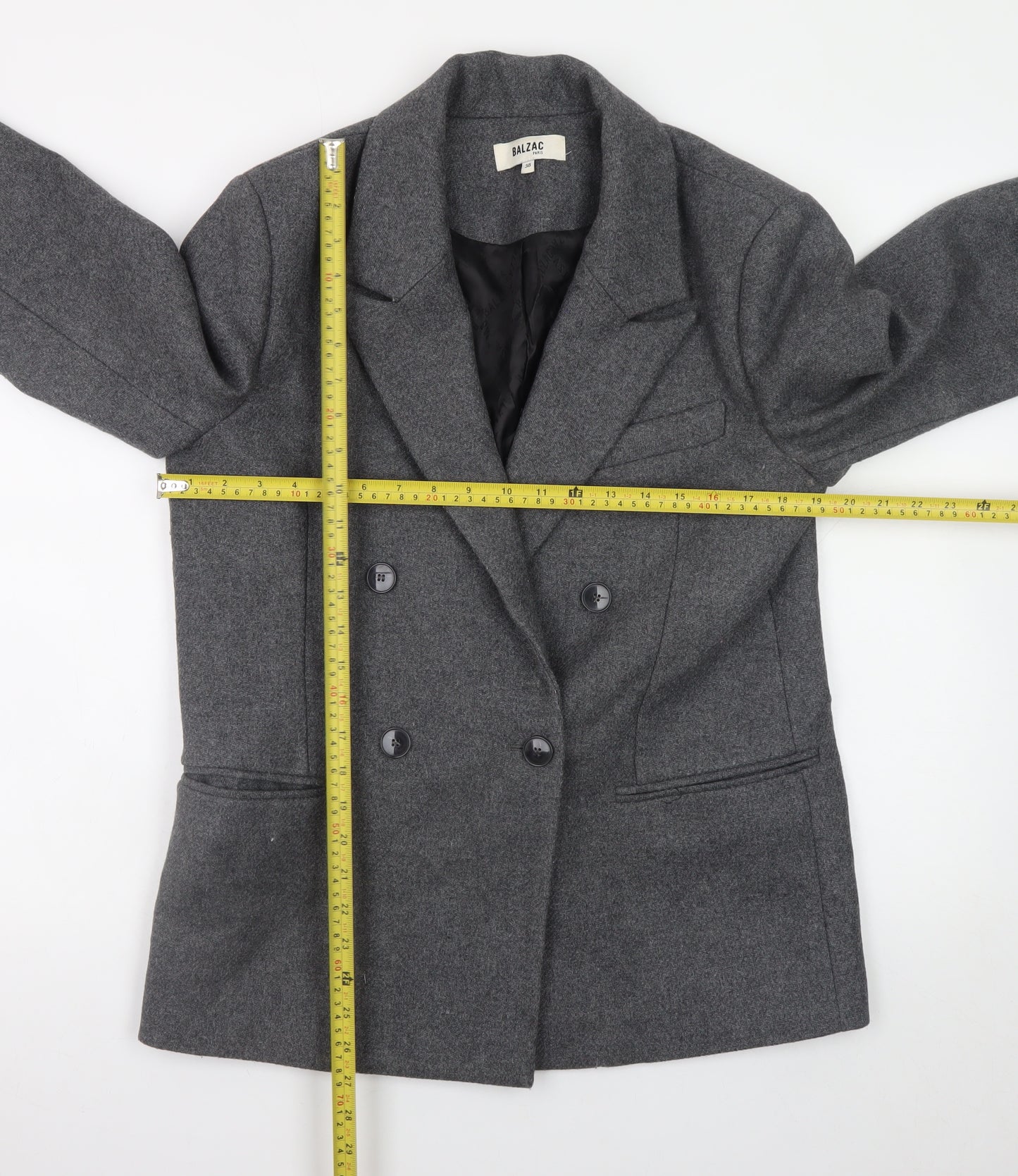 Balzac Paris Women’s Grey Wool Blazer Jacket Size 10