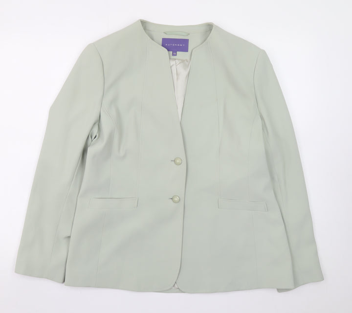 Autonomy Women's Green Size 16 Lined Button Blazer Jacket