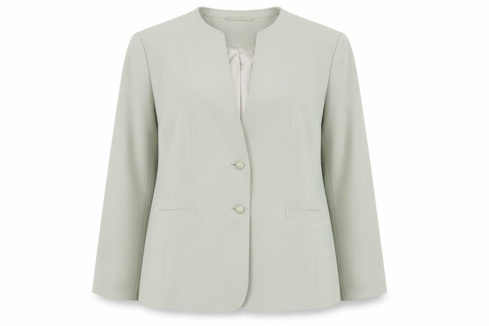 Front view of Autonomy Women's Green, size 16, Lined Button Blazer Jacket