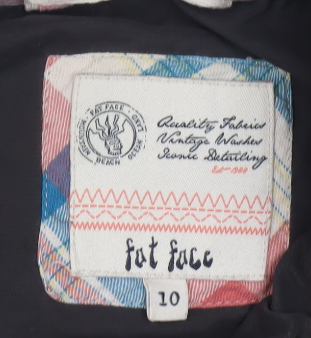 Fat Face Women's Black Mid-Length Puffer Jacket Size 10