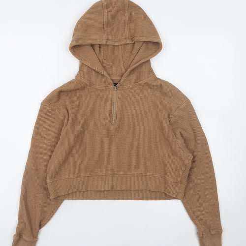 Threadbare Women’s Beige 1/4 Zip Hooded Pullover Hoodie Size 6