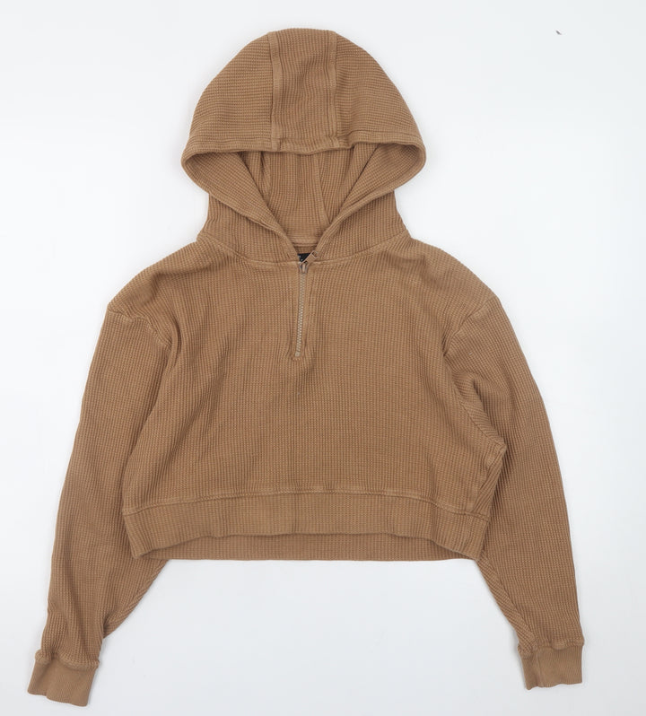 Threadbare Women’s Beige 1/4 Zip Hooded Pullover Hoodie Size 6