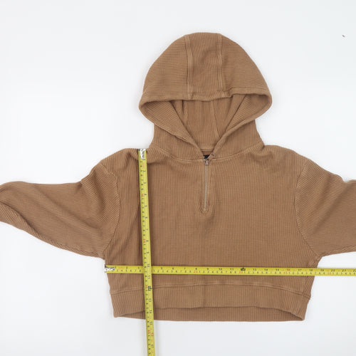 Threadbare Women’s Beige 1/4 Zip Hooded Pullover Hoodie Size 6