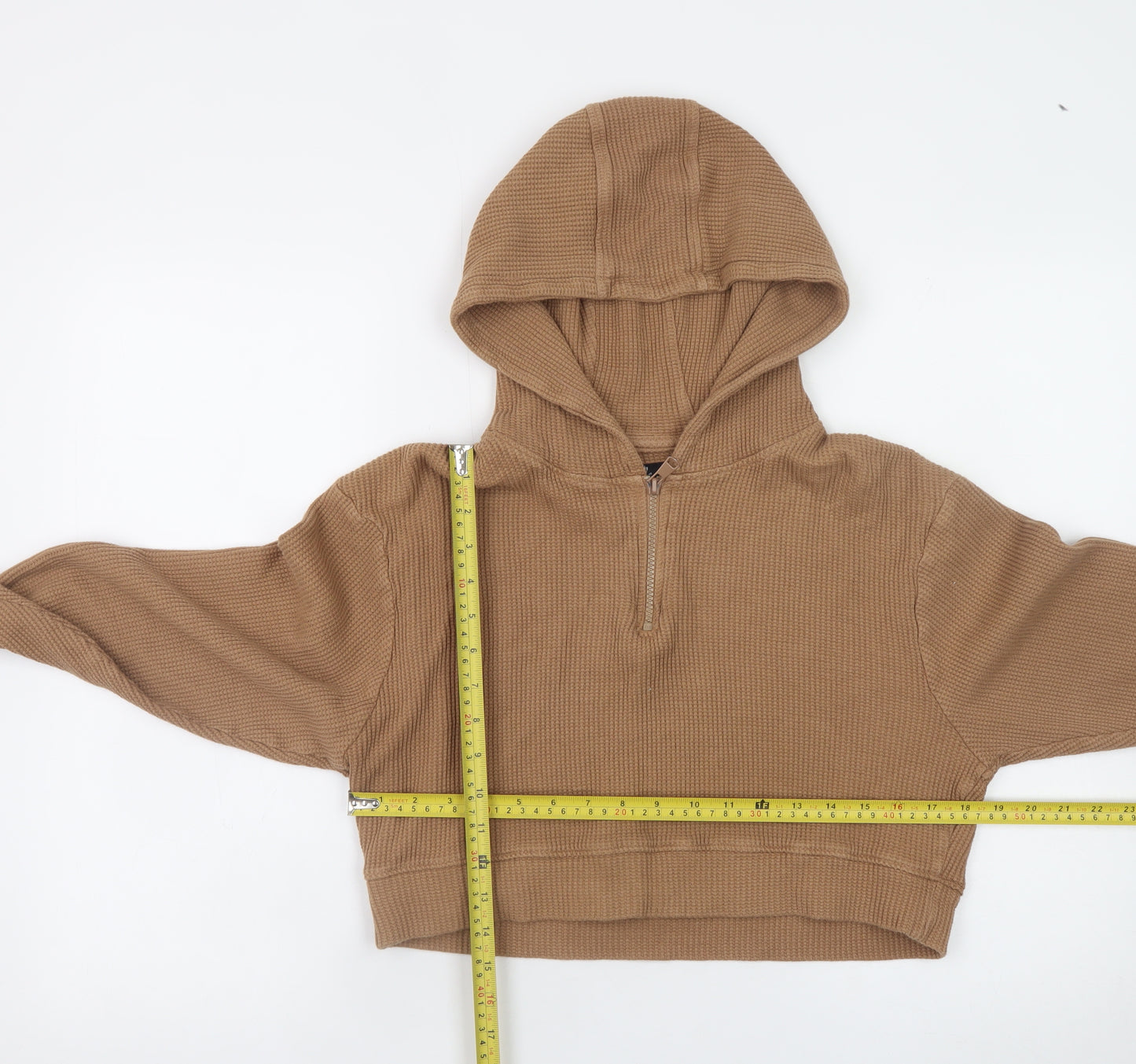 Threadbare Women’s Beige 1/4 Zip Hooded Pullover Hoodie Size 6