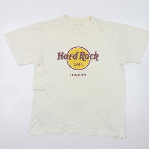 Hard Rock Cafe London Beige Men's Large Vintage Cotton T-Shirt