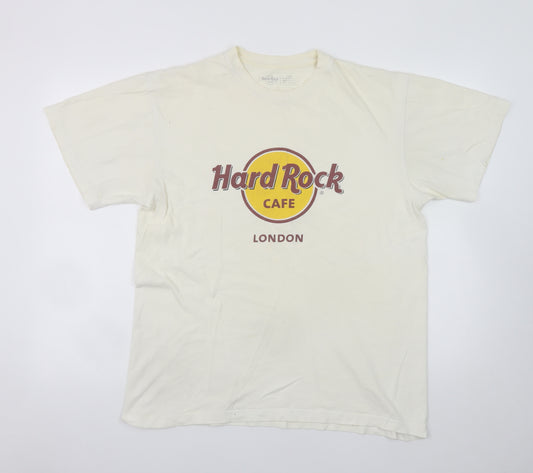 Hard Rock Cafe London Beige Men's Large Vintage Cotton T-Shirt