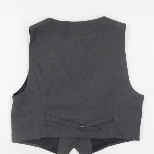 ZARA Women Grey Sleeveless V-Neck Classic Button Blouse M