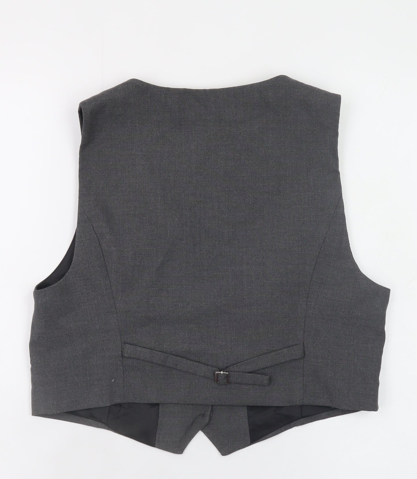 ZARA Women Grey Sleeveless V-Neck Classic Button Blouse M