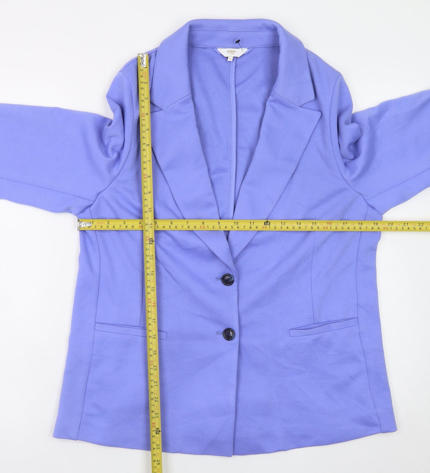 Cotton Traders Womens Blue Blazer Size 12 Lined Polyester Jacket