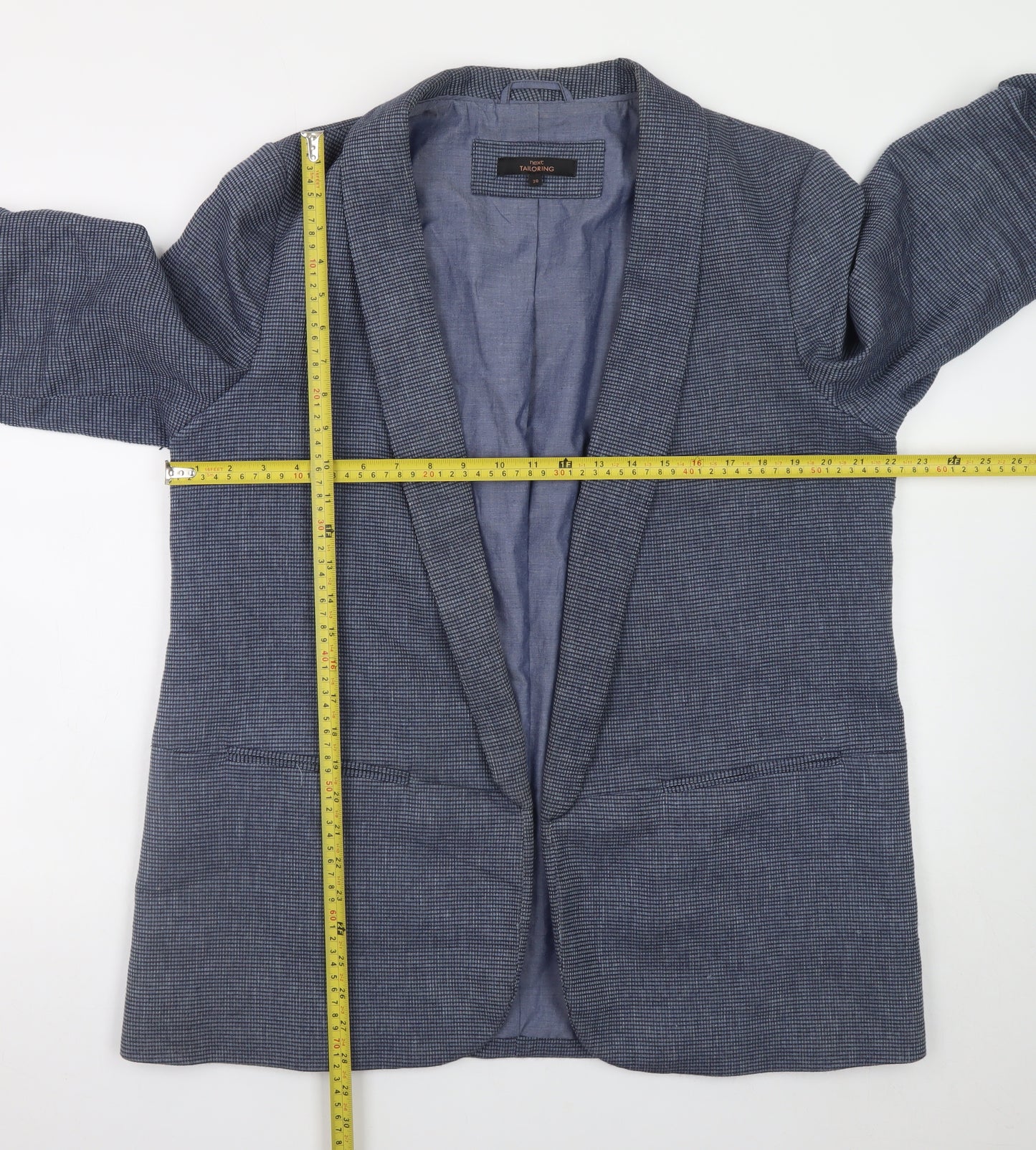 Next Women Blue Check Blazer Jacket Size 20 Regular Fit