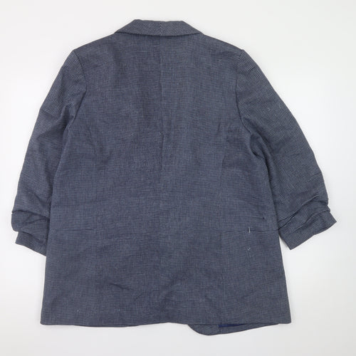 Next Women Blue Check Blazer Jacket Size 20 Regular Fit