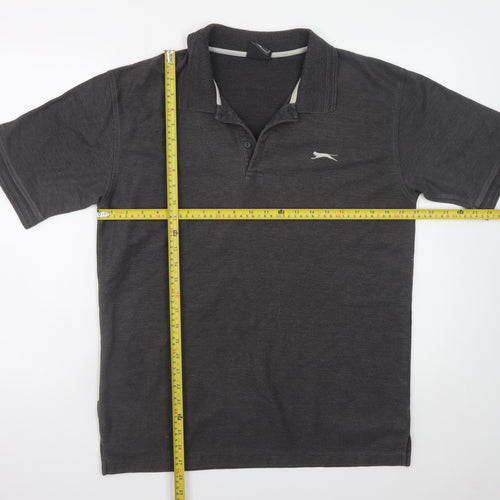 Slazenger Men’s Grey Polo Shirt L Regular Fit Lightweight Sports Top