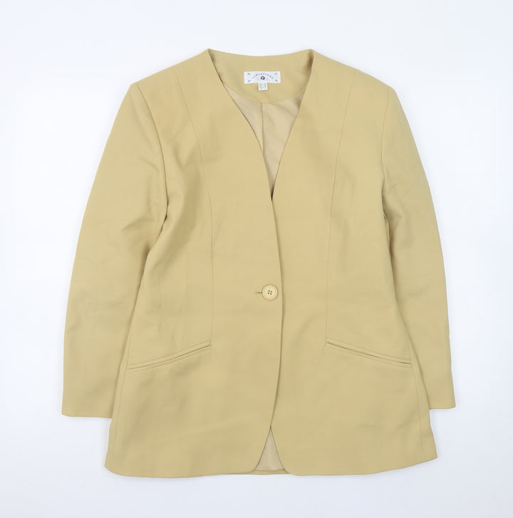 Variations Women's Beige Blazer Size 12 Single Button Lined Jacket