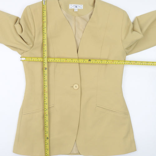 Variations Women's Beige Blazer Size 12 Single Button Lined Jacket