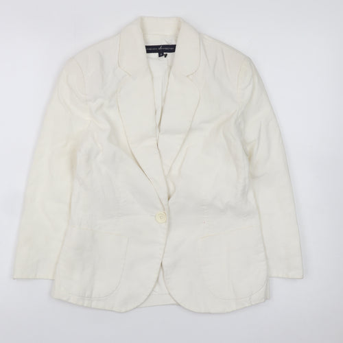 French Connection Women's Ivory Cotton Blend Blazer Size 8
