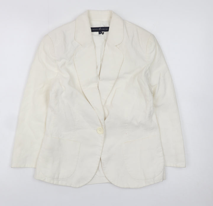 French Connection Women's Ivory Cotton Blend Blazer Size 8
