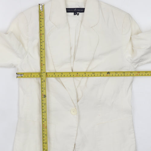 French Connection Women's Ivory Cotton Blend Blazer Size 8
