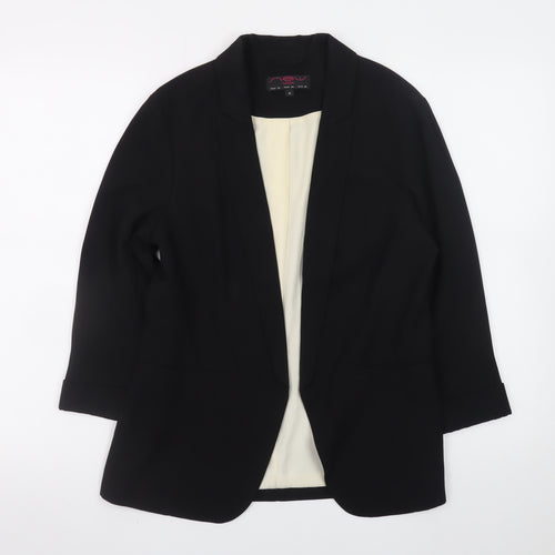 New Look Women Black Size 12 Classic Lined Open Blazer Jacket