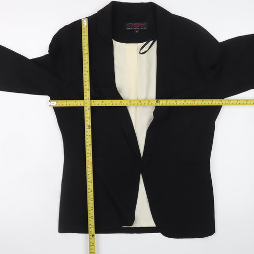 New Look Women Black Size 12 Classic Lined Open Blazer Jacket
